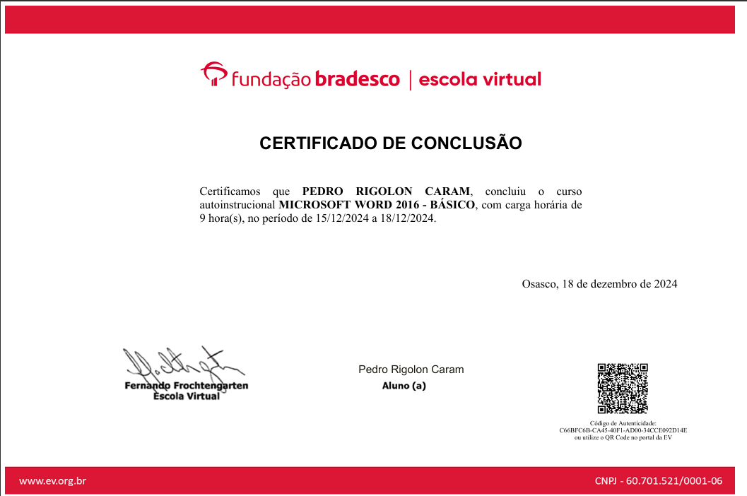 Certificado de word 2016 basico
