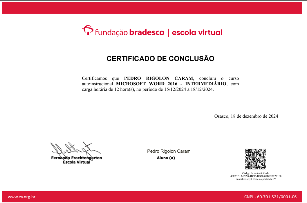 Certificado de word 2016 intermediario