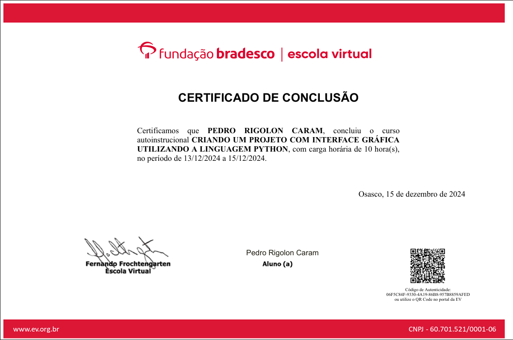 Certificado de interface grafica com python