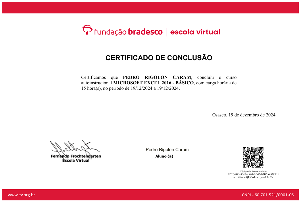Certificado de Excel basico
