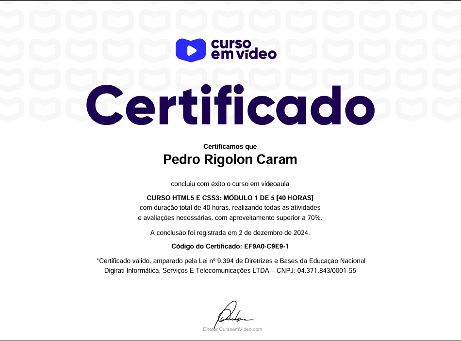 Certificado de HTML E CSS mod. 1